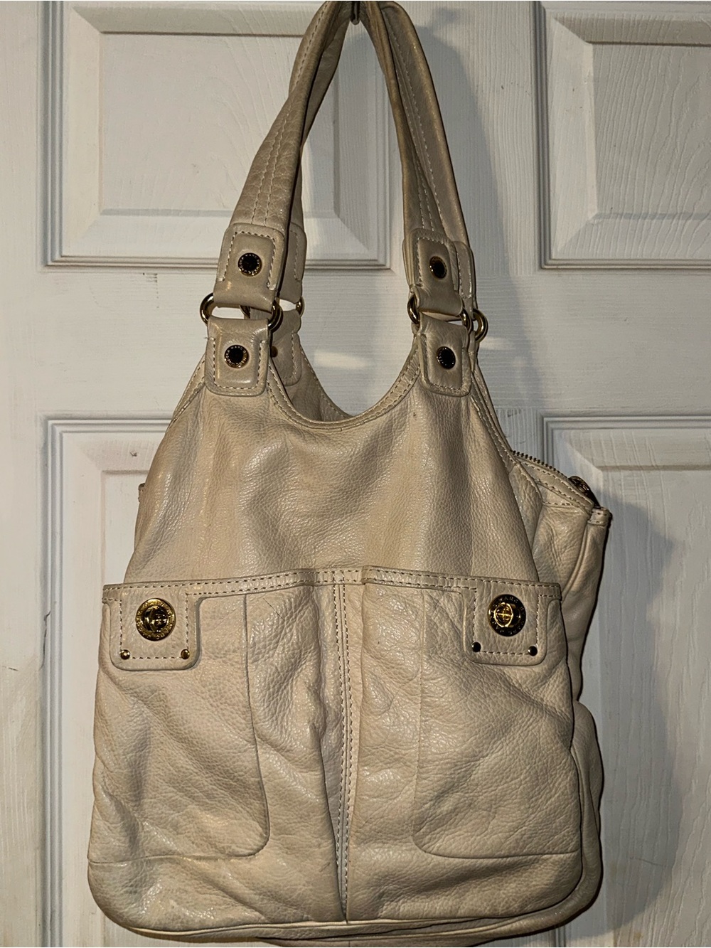 Marc Jacobs Vintage Multi pockets Cream Genuine Pebble Leather Shoulders/Handbag - Picture 1 of 6